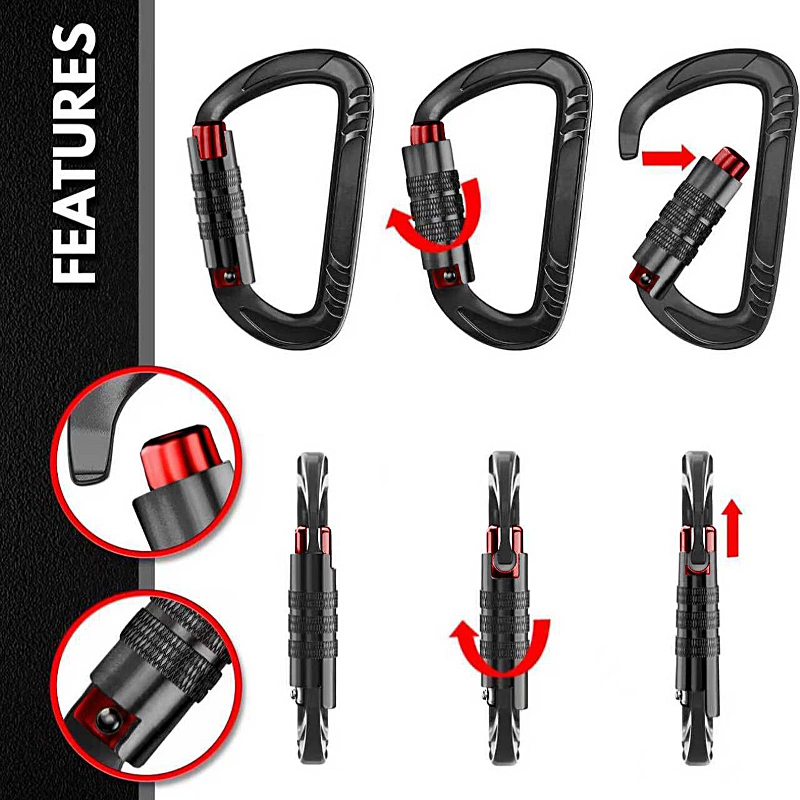Carabiners Aluminum 12Kn Heavy Duty - Wytrzymały karabińczyk z blokadą 12KN, wykonany