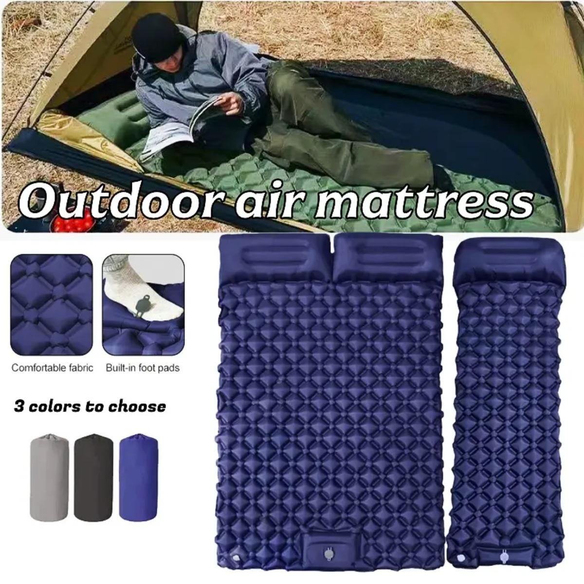 Inflatable Camping Sleeping Pad Pillow - Materac dmuchany jedno- i dwuosobowy, składana