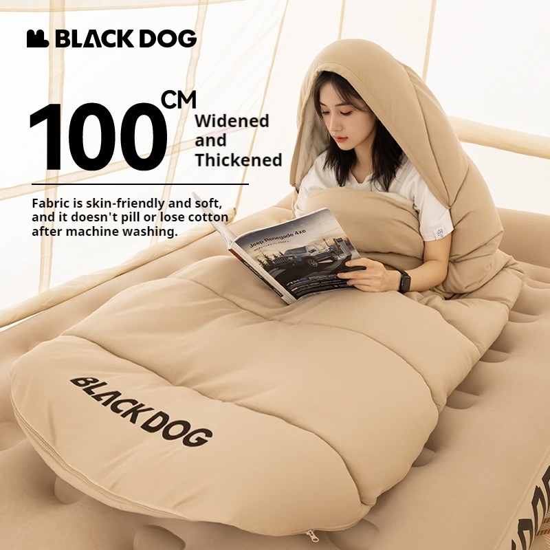 Sleeping Bag 4 Season Down Winter - Śpiwór bawełniany BLACKDOG z kapturem, zimowy,