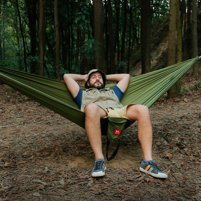 Double Hammock Portable Parachute Nylon - Przenośny nylonowy hamak kempingowy jedno- lub