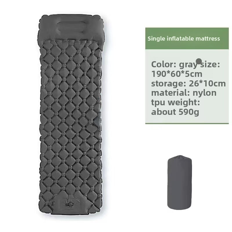 Inflatable Camping Sleeping Pad Pillow - Wytrzymała nylonowa, wygodna, dmuchana mata do