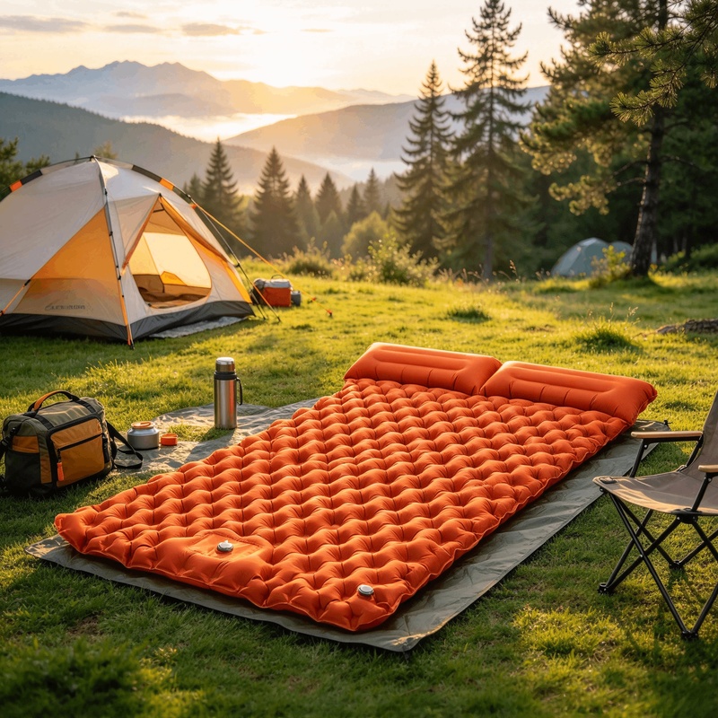 Camping Air Mattress Built In Pump - Wodoodporna, składana mata do spania na