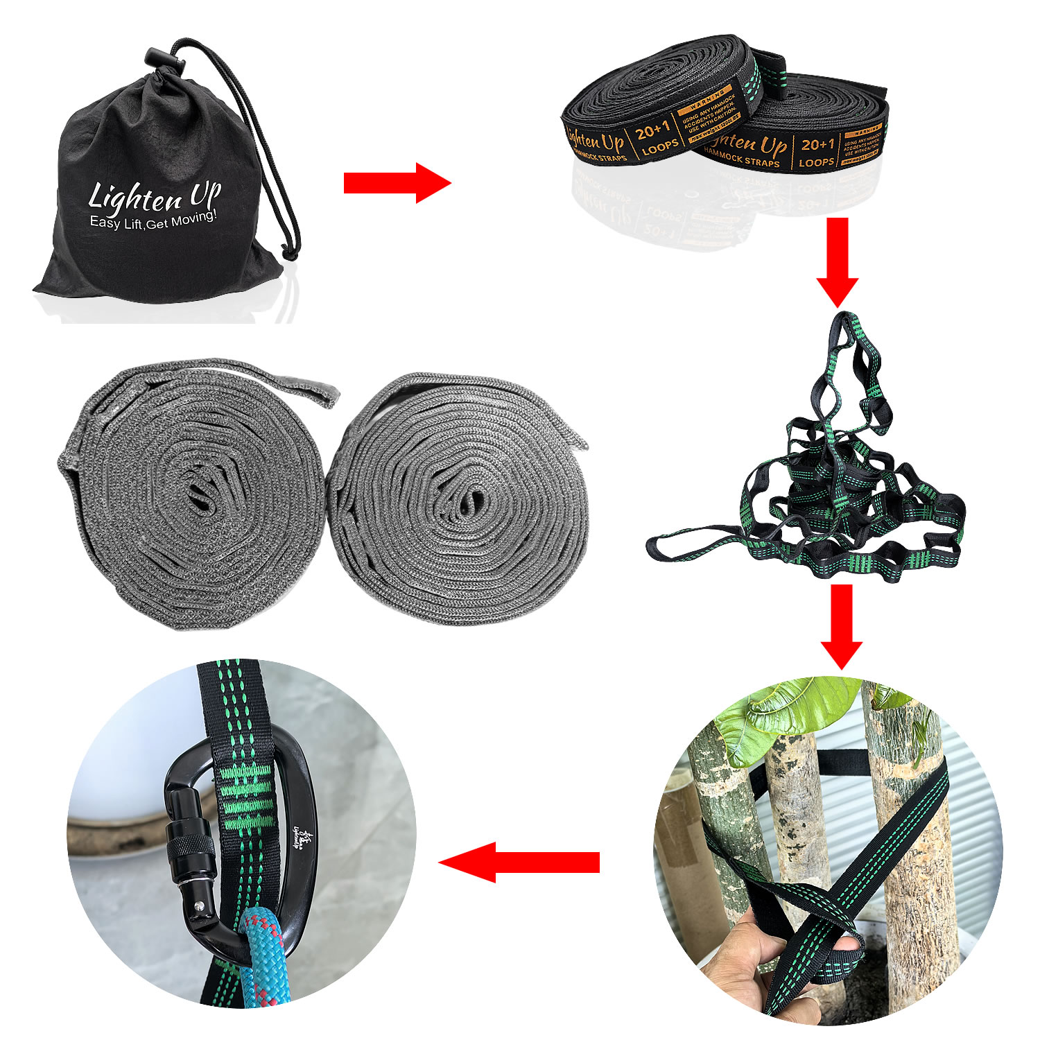 Pasy i paski do hamaka Lighten – Tree Straps Hammock Heavy Duty 10Ft recenzja i cena