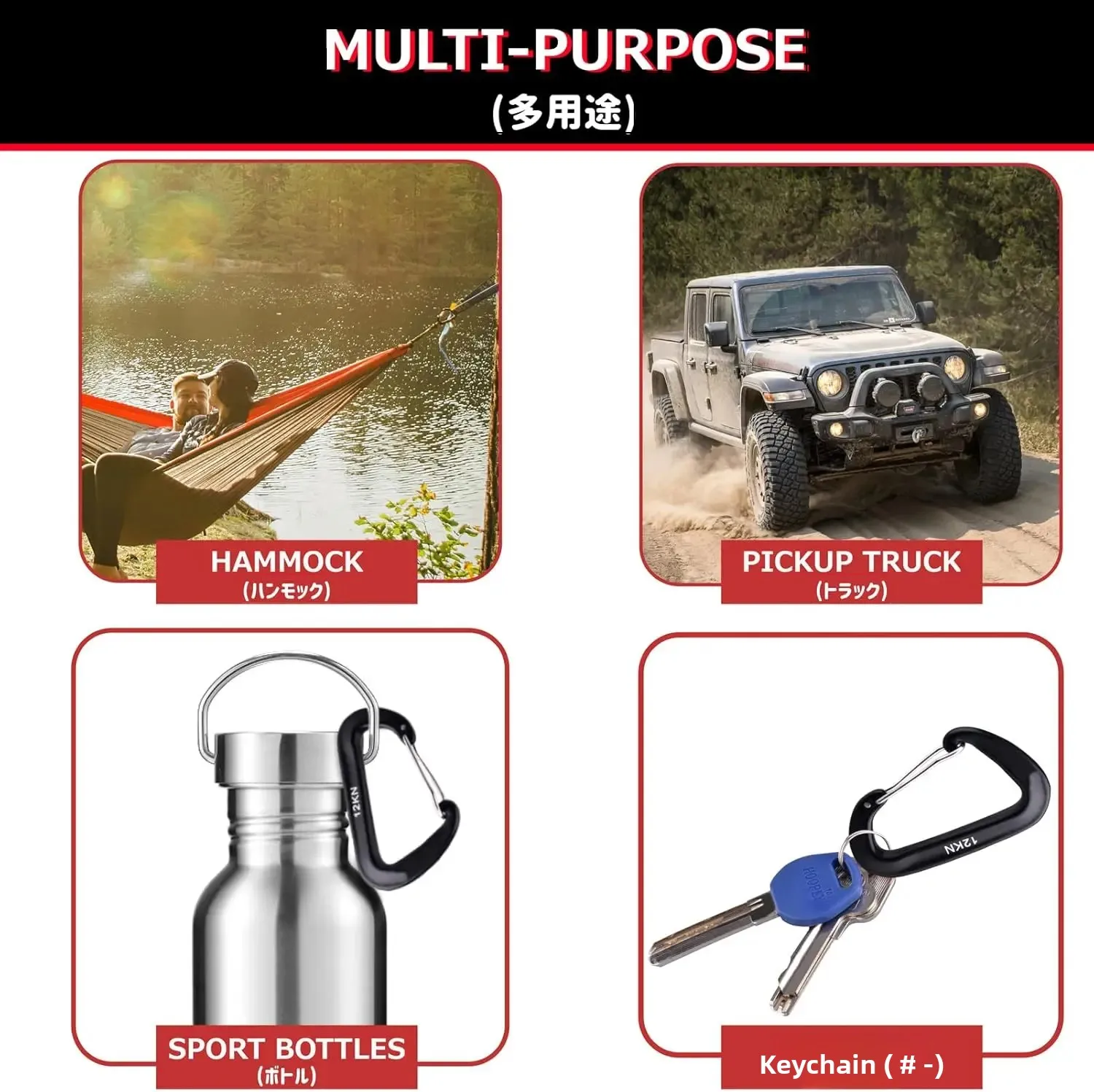 Zestaw 4 karabińczyków 12kN ty – Carabiners Aluminum 12Kn Heavy Duty recenzja i cena