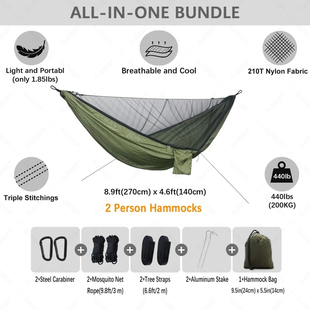 Przenośny Hamak Podwójny z Mos – Double Hammock Portable Parachute Nylon recenzja i cena