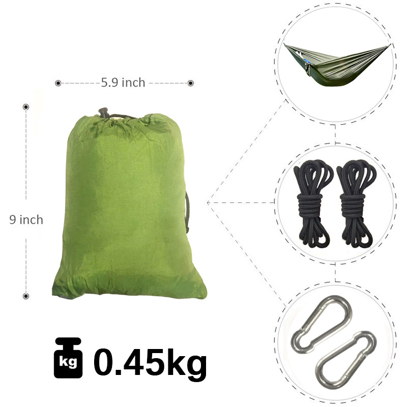 2,6 m – przenośna hamak z nylo – Double Hammock Portable Parachute Nylon recenzja i cena