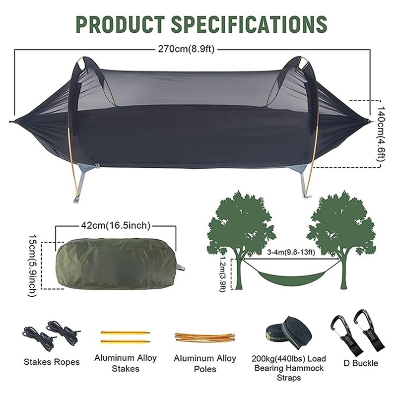 Hamak z moskitierą 3w1 z wodoo – Camping Hammock With Mosquito Net Rainfly recenzja i cena
