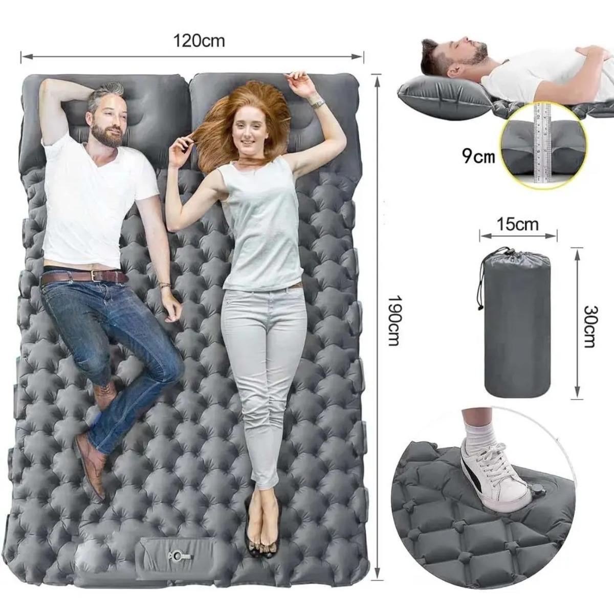 Materac dmuchany jedno- i dwuo – Inflatable Camping Sleeping Pad Pillow recenzja i cena
