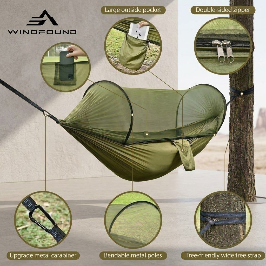 Ultralekki hamak kempingowy z  – Double Hammock Portable Parachute Nylon recenzja i cena