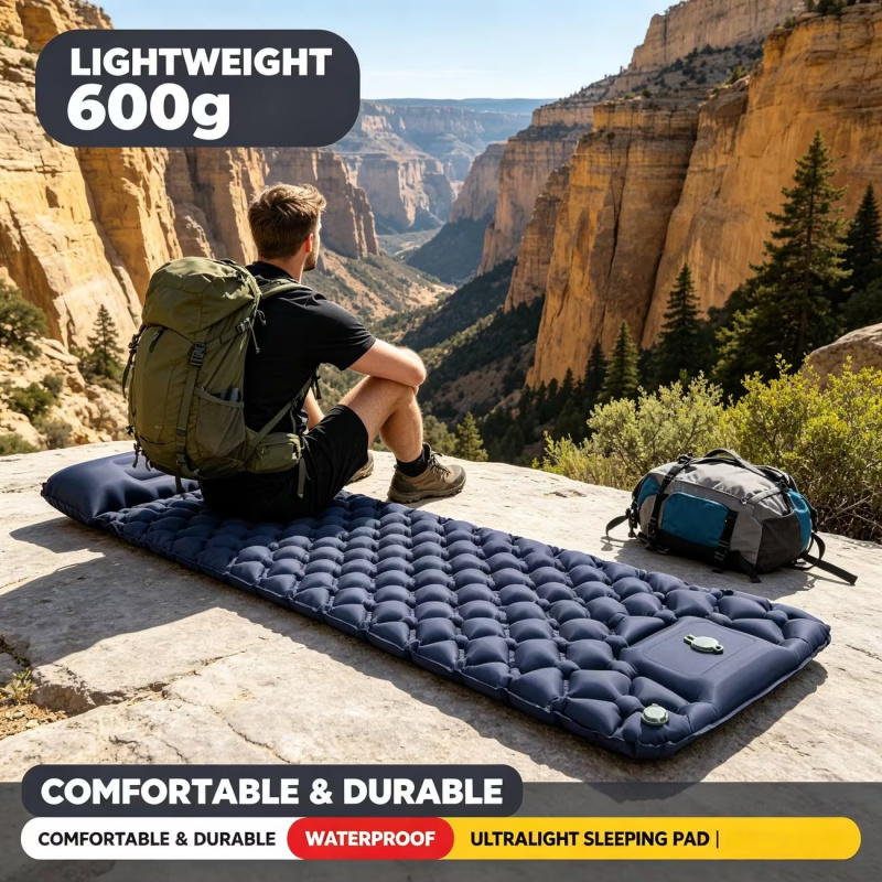 1 zestaw grubej maty kempingow – Inflatable Camping Sleeping Pad Pillow recenzja i cena