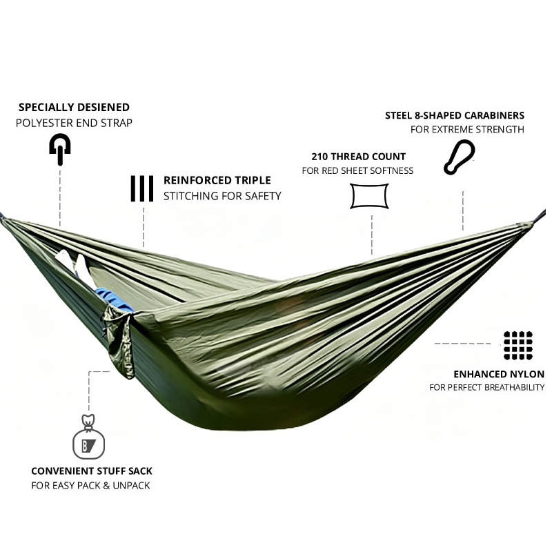 Hamak z nylonowej tkaniny spad – Double Hammock Portable Parachute Nylon recenzja i cena