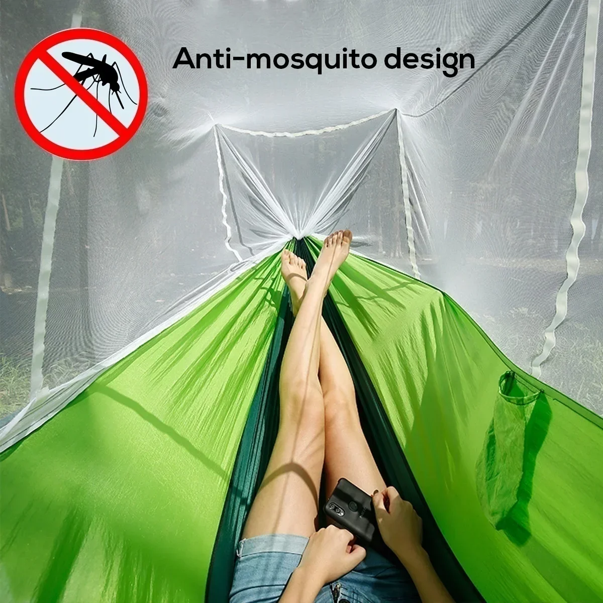 Hamak z moskitierą, podwójny,  – Double Hammock Portable Parachute Nylon recenzja i cena